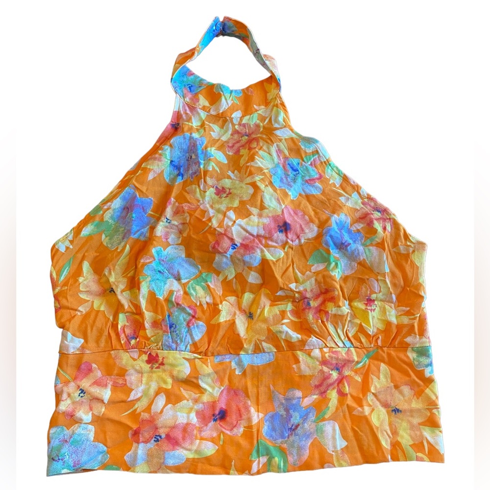 Cynthia Rowley Orange Floral Halter Top